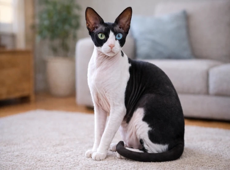 Gato Esfinge Bicolor con ojos de diferente color