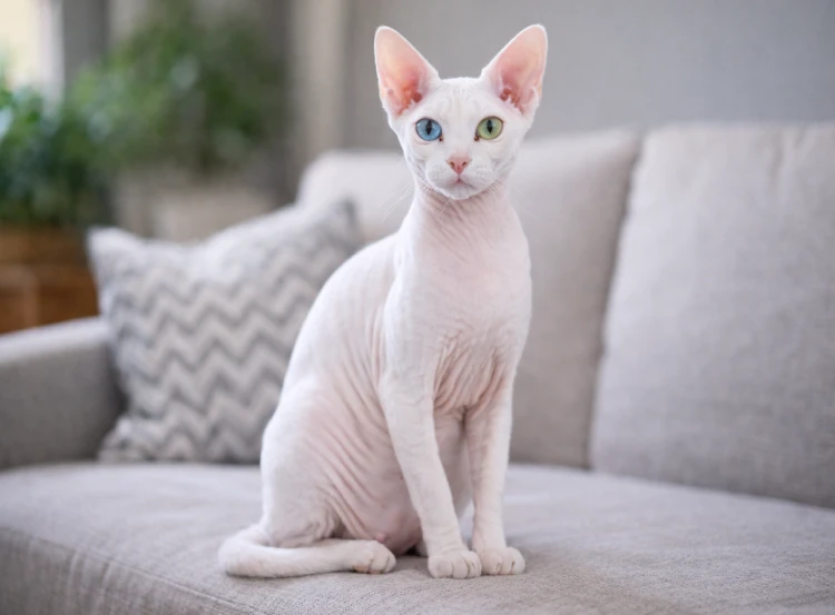 Gato enfinge blanco con ojos de diferente Color