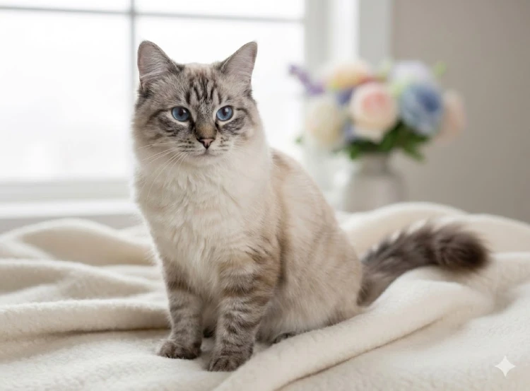 Gato Ragdoll lynx ojos azules